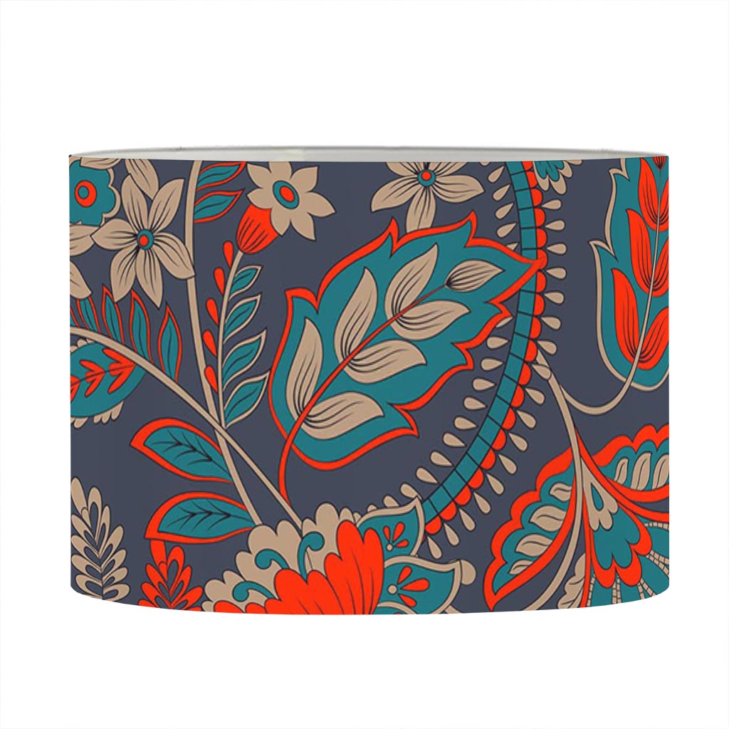 Retro Vintage Bohemian Floral Print Drum Lamp Shade
