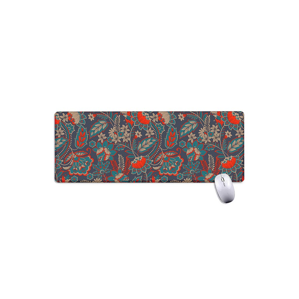 Retro Vintage Bohemian Floral Print Extended Mouse Pad