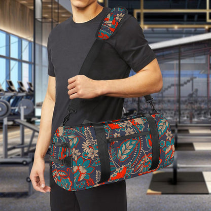 Retro Vintage Bohemian Floral Print Gym Bag