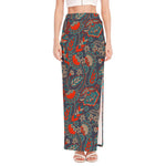 Retro Vintage Bohemian Floral Print High Slit Maxi Skirt
