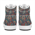Retro Vintage Bohemian Floral Print High Top Leather Sneakers