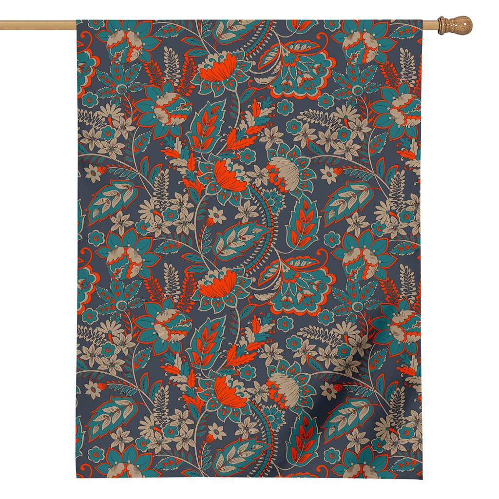 Retro Vintage Bohemian Floral Print House Flag