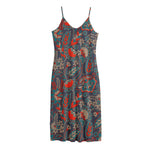 Retro Vintage Bohemian Floral Print Jersey Midi Cami Dress