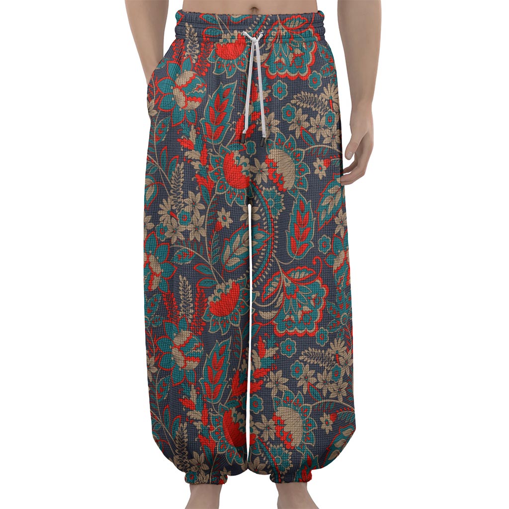 Retro Vintage Bohemian Floral Print Lantern Pants