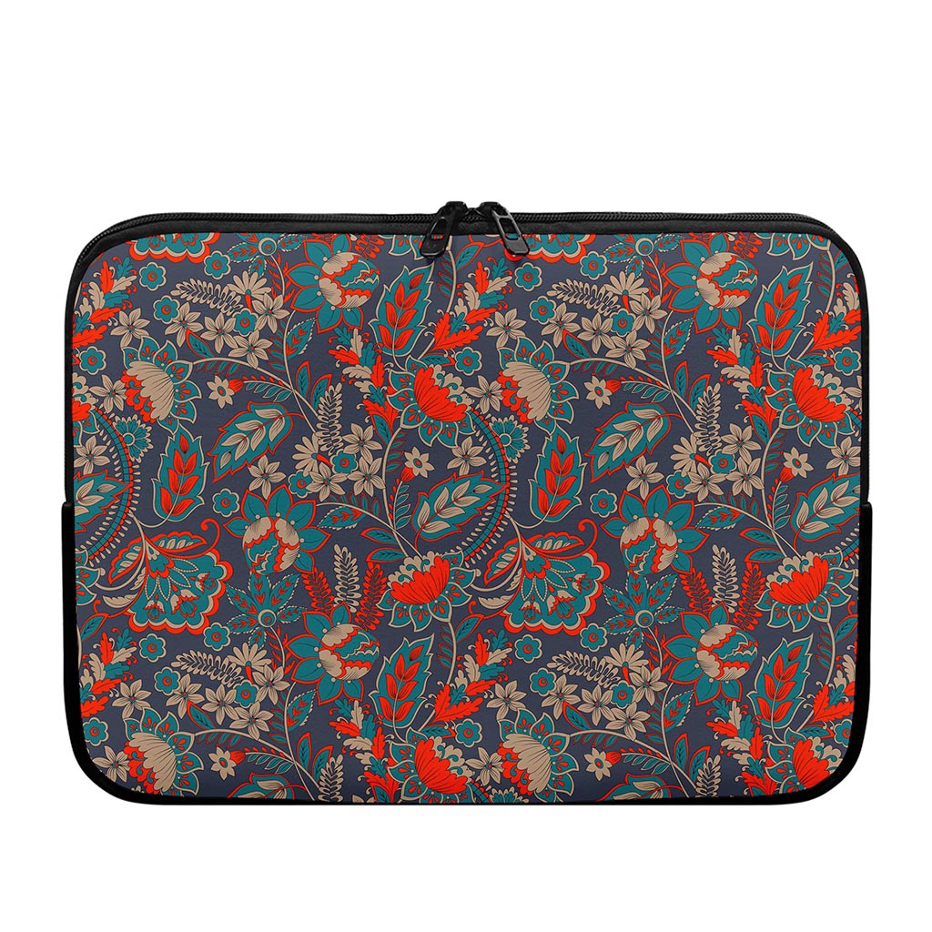 Retro Vintage Bohemian Floral Print Laptop Sleeve