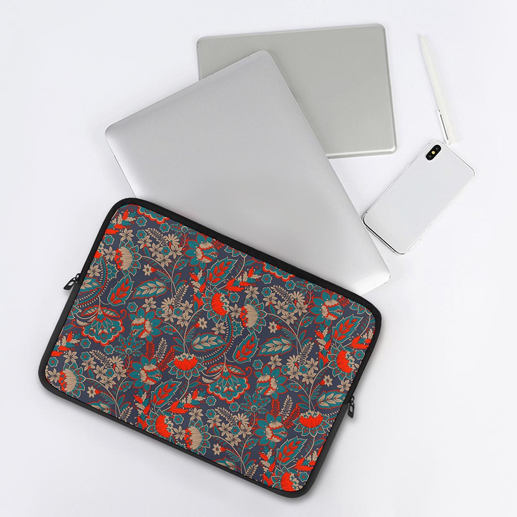 Retro Vintage Bohemian Floral Print Laptop Sleeve