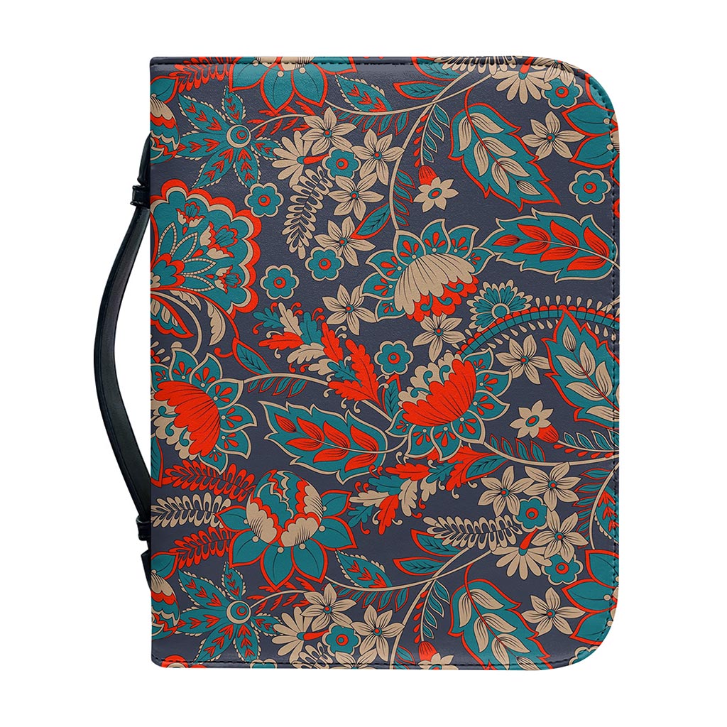 Retro Vintage Bohemian Floral Print Leather Bible Cover