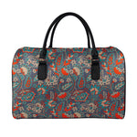 Retro Vintage Bohemian Floral Print Leather Duffle Bag