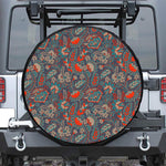 Retro Vintage Bohemian Floral Print Leather Spare Tire Cover
