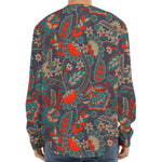 Retro Vintage Bohemian Floral Print Long Sleeve Baseball Jersey