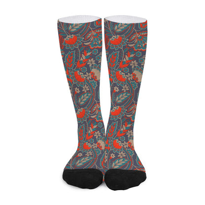Retro Vintage Bohemian Floral Print Long Socks
