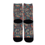 Retro Vintage Bohemian Floral Print Long Socks