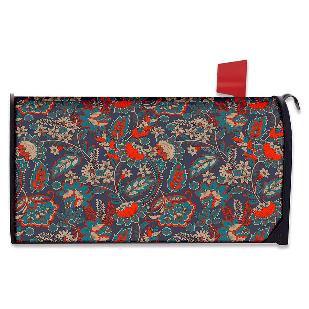 Retro Vintage Bohemian Floral Print Mailbox Cover