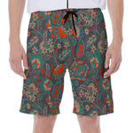 Retro Vintage Bohemian Floral Print Men's Beach Shorts