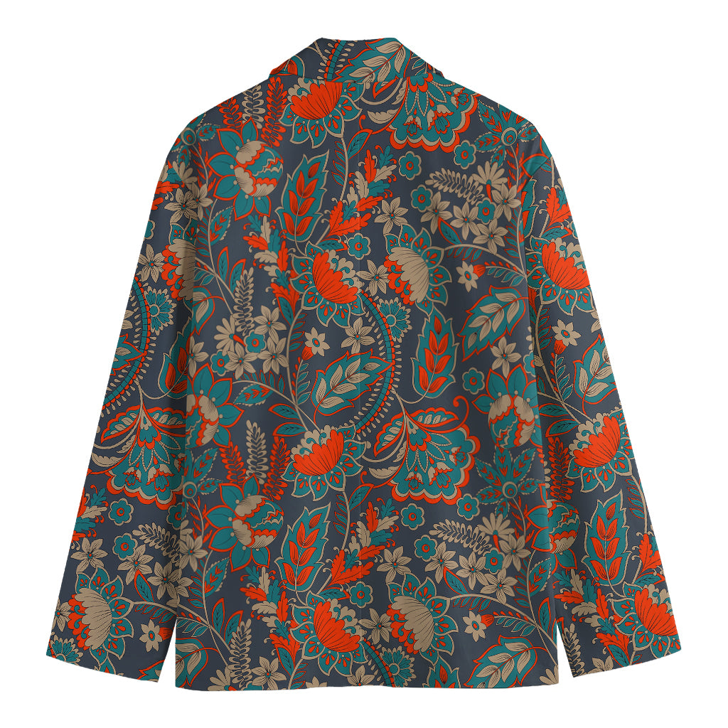 Retro Vintage Bohemian Floral Print Men's Blazer
