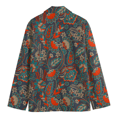 Retro Vintage Bohemian Floral Print Men's Blazer