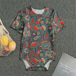 Retro Vintage Bohemian Floral Print Men's Bodysuit