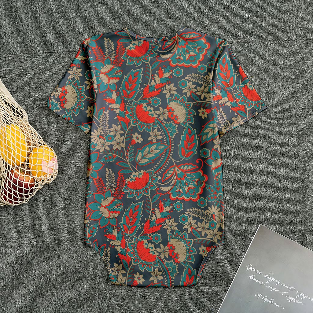 Retro Vintage Bohemian Floral Print Men's Bodysuit