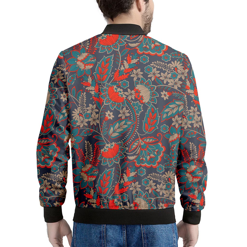 Retro Vintage Bohemian Floral Print Men's Bomber Jacket