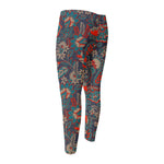 Retro Vintage Bohemian Floral Print Men's Compression Pants