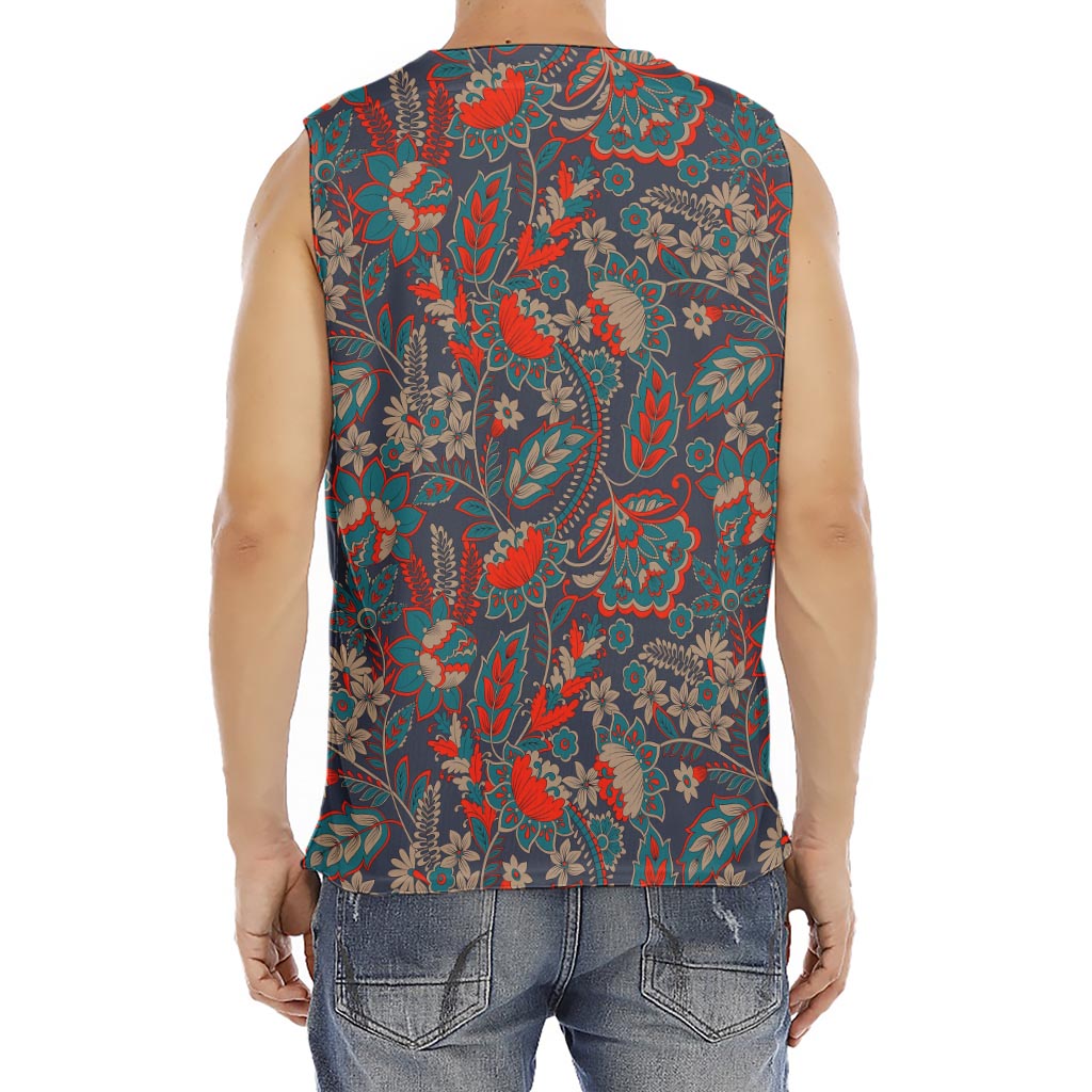 Retro Vintage Bohemian Floral Print Men's Fitness Tank Top