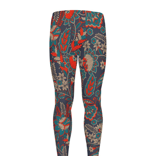 Retro Vintage Bohemian Floral Print Men's leggings