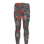 Retro Vintage Bohemian Floral Print Men's leggings