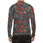 Retro Vintage Bohemian Floral Print Men's Long Sleeve Rash Guard
