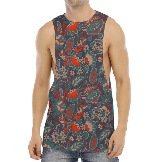 Retro Vintage Bohemian Floral Print Men's Muscle Tank Top