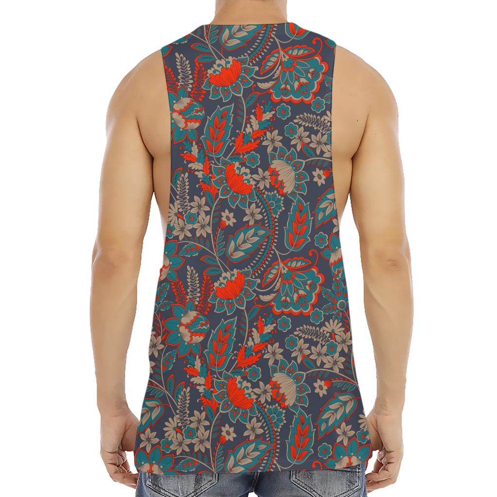 Retro Vintage Bohemian Floral Print Men's Muscle Tank Top