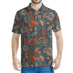 Retro Vintage Bohemian Floral Print Men's Polo Shirt