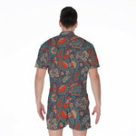 Retro Vintage Bohemian Floral Print Men's Rompers
