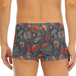 Retro Vintage Bohemian Floral Print Men's Short Boxer Briefs