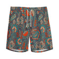 Retro Vintage Bohemian Floral Print Men's Athletic Shorts