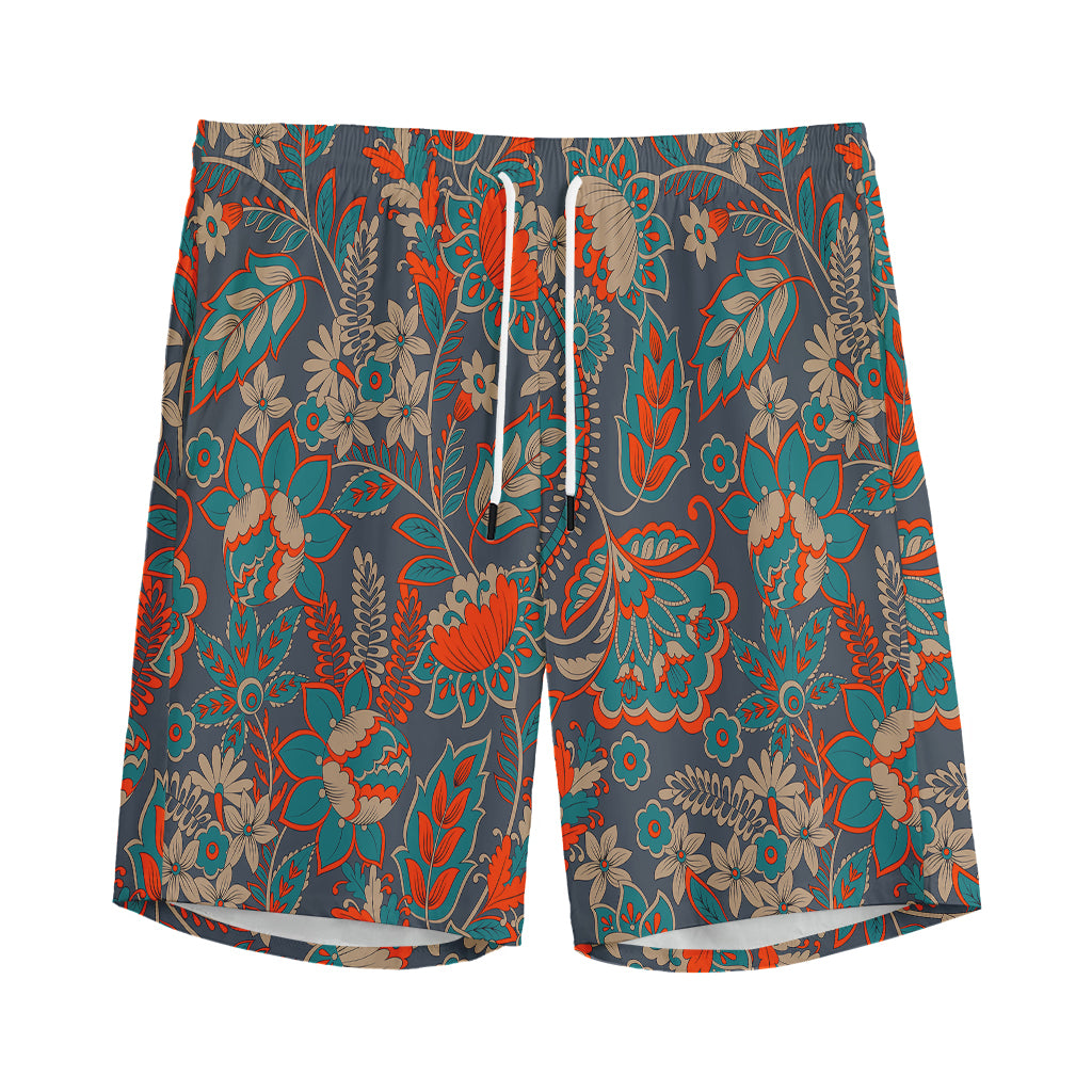 Retro Vintage Bohemian Floral Print Men's Sports Shorts