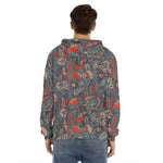 Retro Vintage Bohemian Floral Print Men's Velvet Pullover Hoodie
