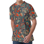 Retro Vintage Bohemian Floral Print Men's Velvet T-Shirt