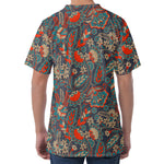 Retro Vintage Bohemian Floral Print Men's Velvet T-Shirt