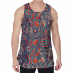 Retro Vintage Bohemian Floral Print Men's Velvet Tank Top