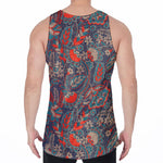 Retro Vintage Bohemian Floral Print Men's Velvet Tank Top