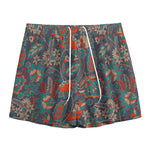 Retro Vintage Bohemian Floral Print Mesh Shorts