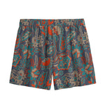 Retro Vintage Bohemian Floral Print Mesh Shorts