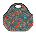 Retro Vintage Bohemian Floral Print Neoprene Lunch Bag