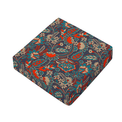 Retro Vintage Bohemian Floral Print Outdoor Seat Cushion Cover