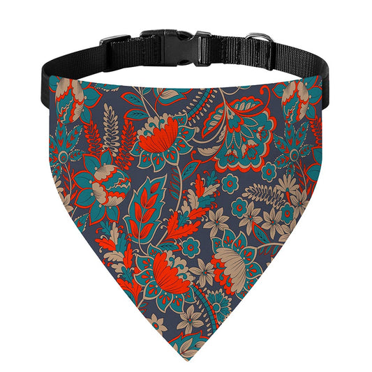 Retro Vintage Bohemian Floral Print Over The Collar Dog Bandana