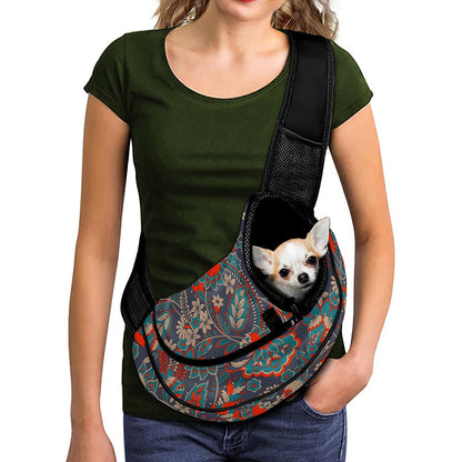 Retro Vintage Bohemian Floral Print Pet Sling Carrier