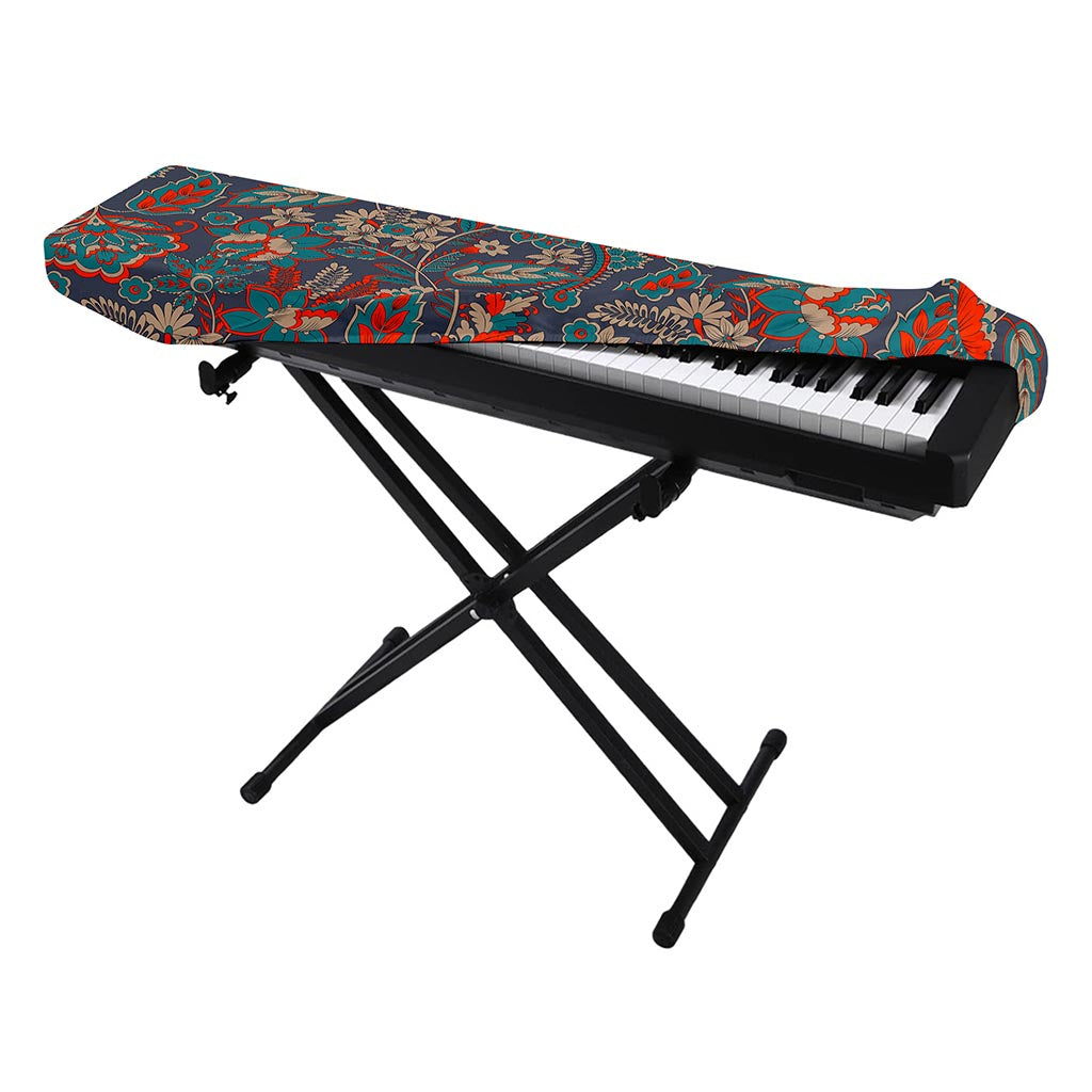 Retro Vintage Bohemian Floral Print Piano Keyboard Cover