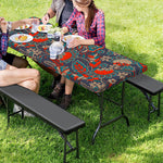 Retro Vintage Bohemian Floral Print Picnic Table Cover