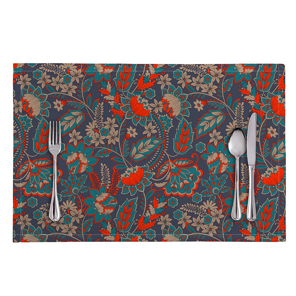 Retro Vintage Bohemian Floral Print Placemat