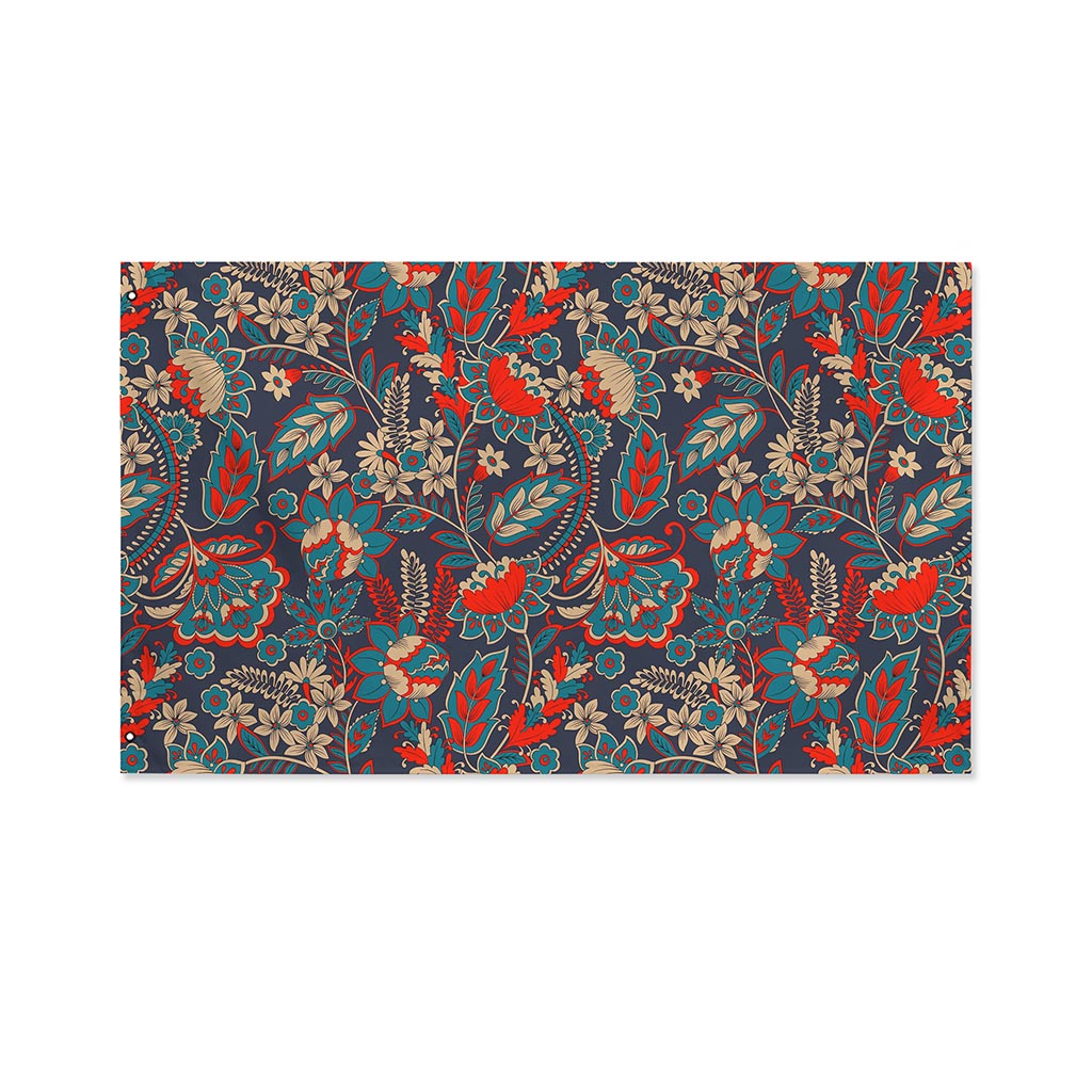 Retro Vintage Bohemian Floral Print Polyester Flag